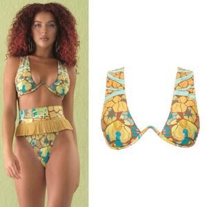 Andrea Lyamah Lasa Bikini top mosaic print size small New with tags